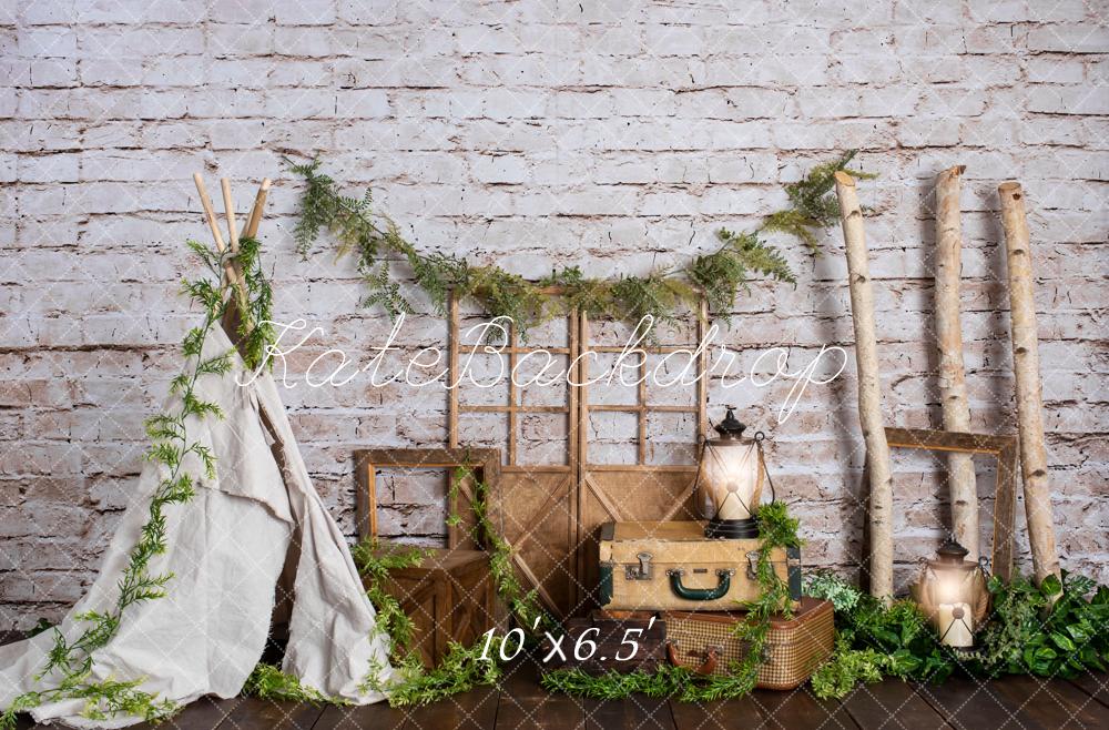 Kate Boho Tipi Koffer Holzrahmen Hintergrund Entworfen von Rose Abbas - Kate Backdrop.de