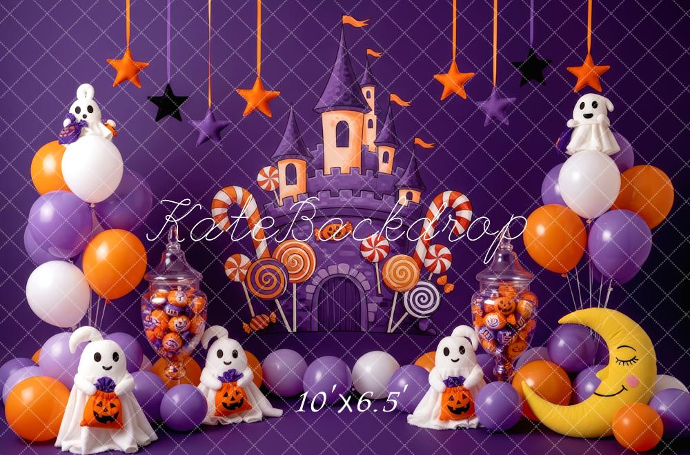 Kate Halloween Schloss Geister Lila Hintergrund Entworfen von Patty Roberts - Kate Backdrop.de