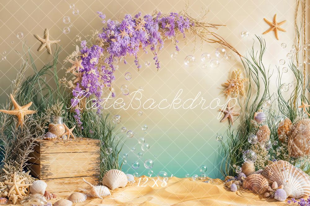 Kate Flower Arch Seesterne Muscheln Meer Fleece Hintergrund Entworfen von Emetselch - Kate Backdrop.de