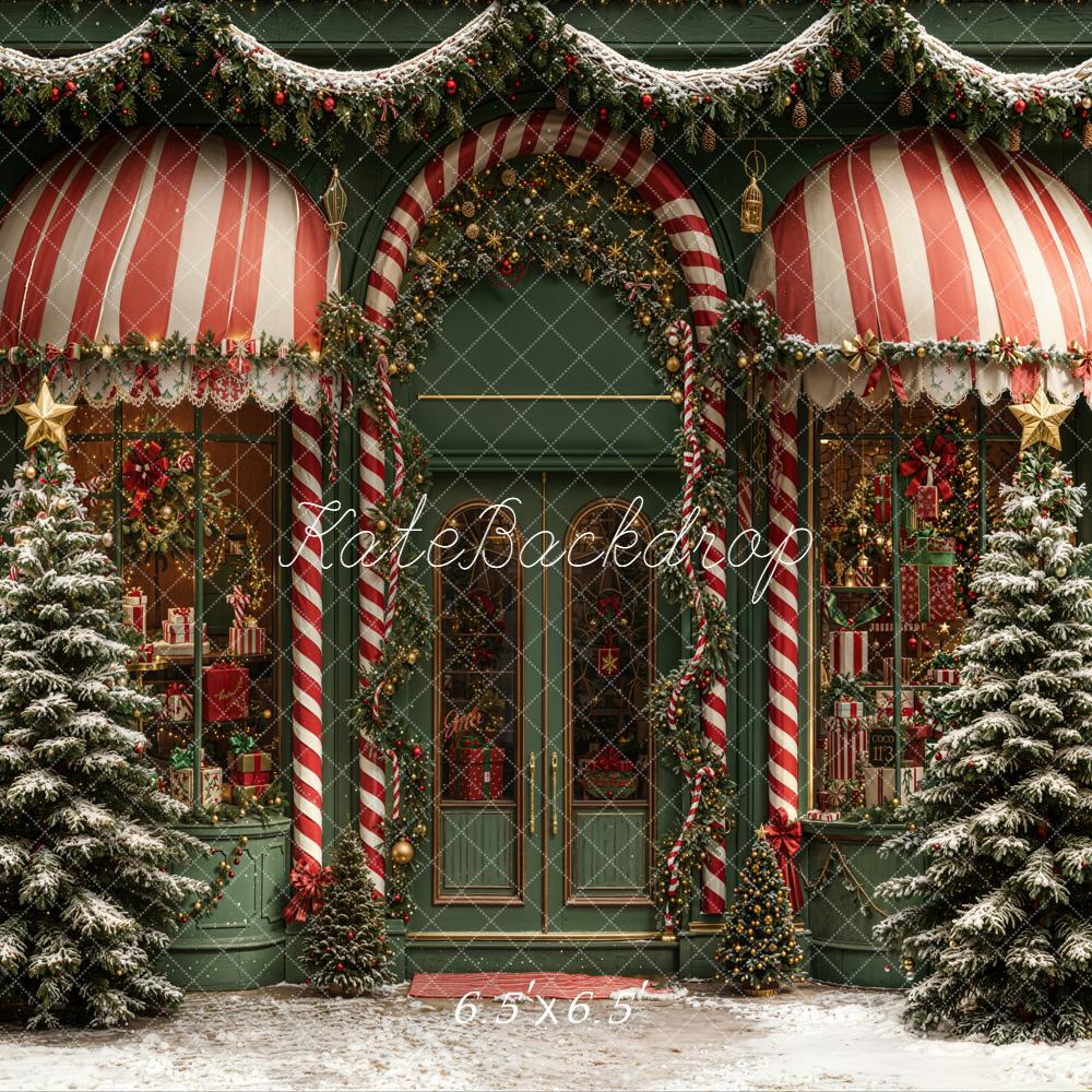 Kate Weihnachten Schaufenster Tannen Grün Rot Hintergrund Entworfen von Emetselch - Kate Backdrop.de