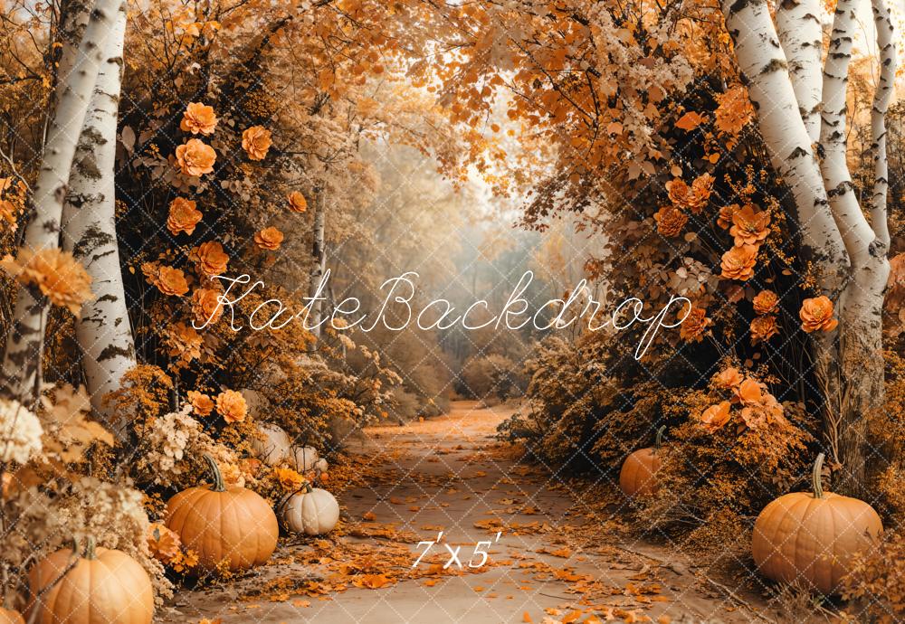 Kate Herbst Kürbisse Blumenweg Orange Hintergrund Entworfen von Emetselch