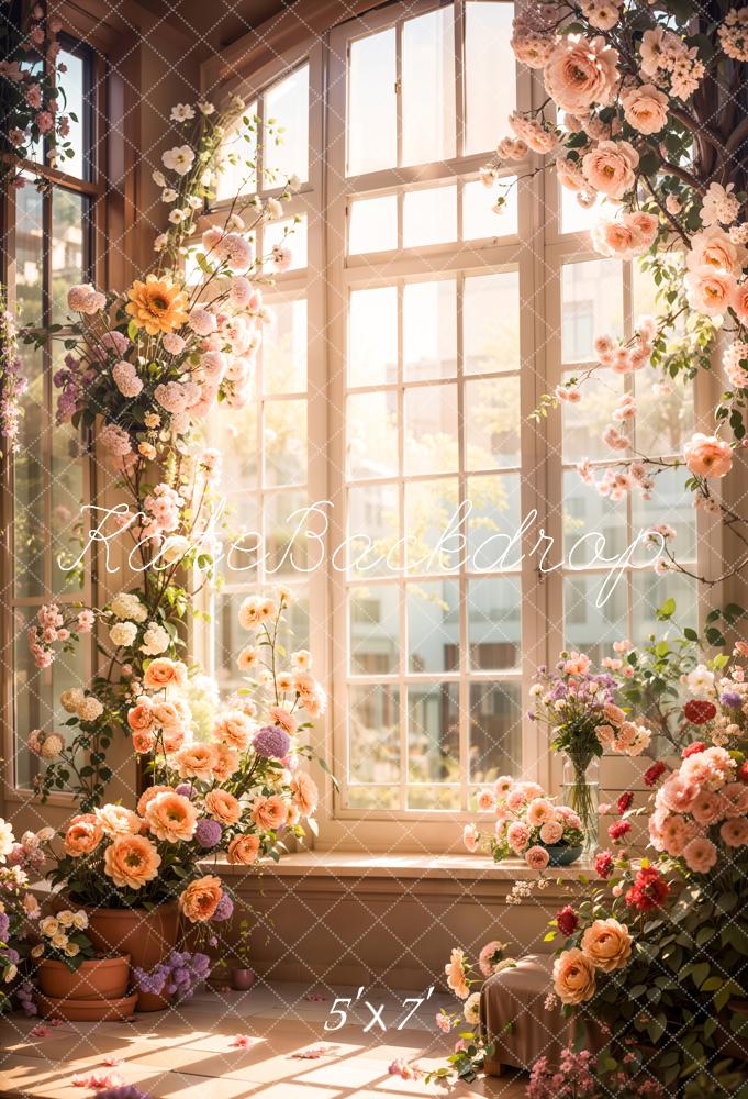 Kate Blumen Fenster Romantisch Pastell Hintergrund Entworfen von Emetselch
