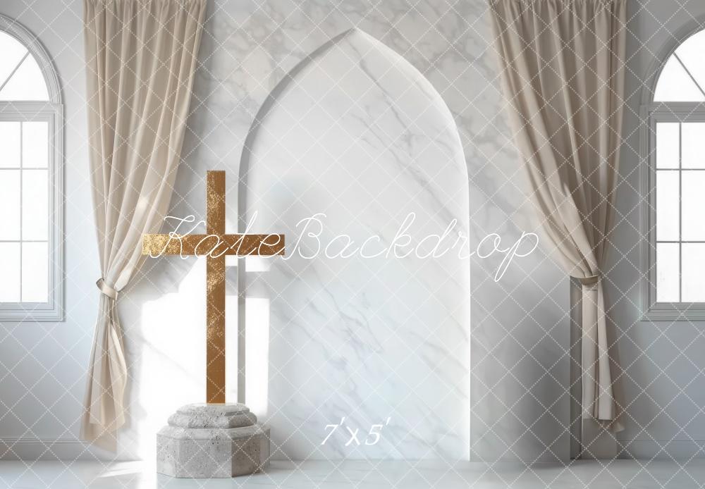 Kate Kirche Kreuz Fenster Marmor Hintergrund Entworfen von Mini MakeBelieve