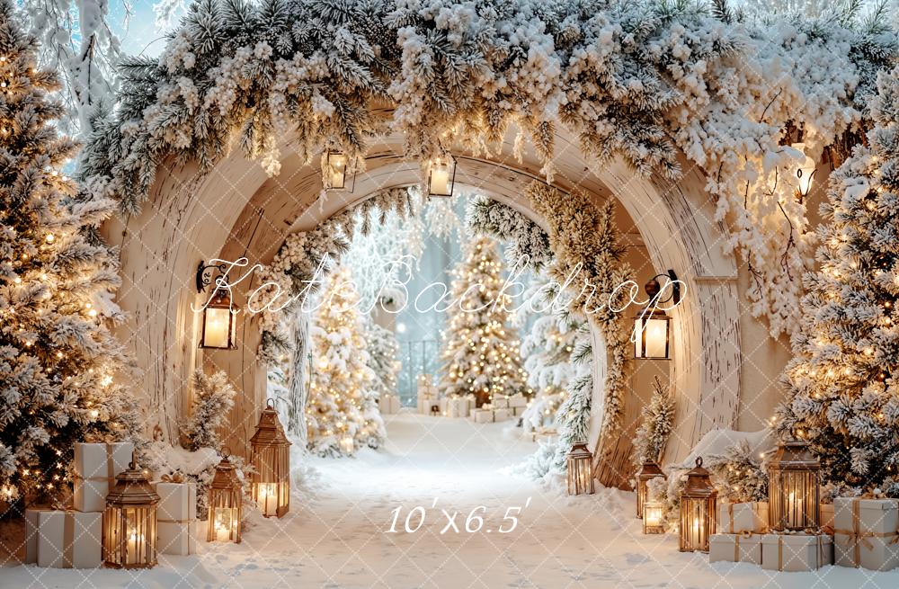 Kate Weihnachten Torbogen Schnee Weiß Fleece Hintergrund Entworfen von Emetselch - Kate Backdrop.de