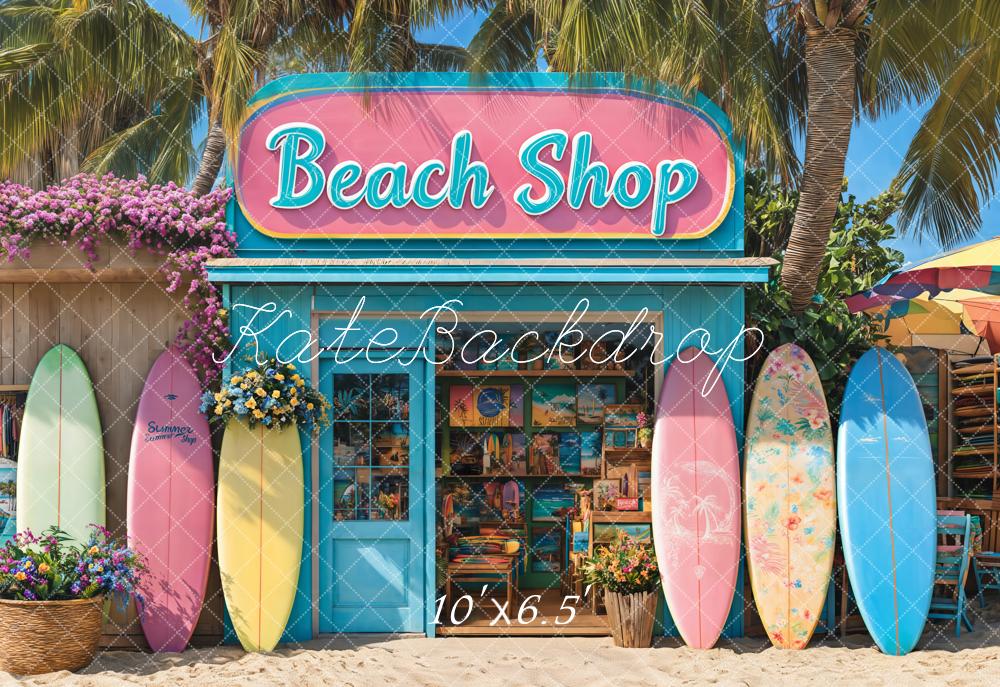 Kate Sommer Strandshop Surfbretter Palmen Fleece Hintergrund Entworfen von Emetselch