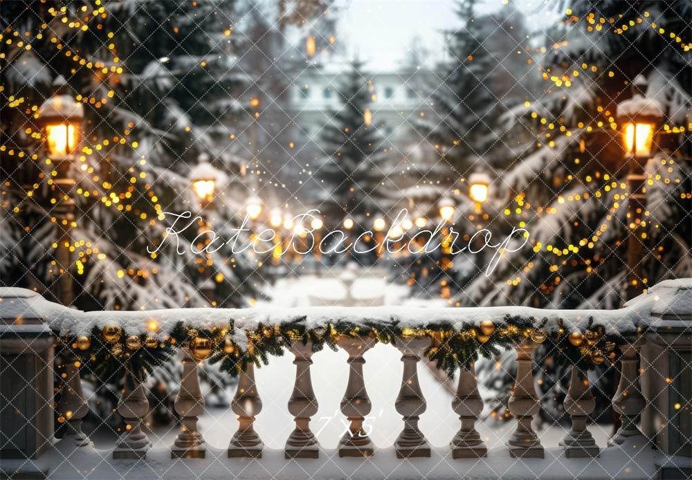 Kate Weihnachten Schnee Lichter Girlande Hintergrund Entworfen von Mini MakeBelieve - Kate Backdrop.de