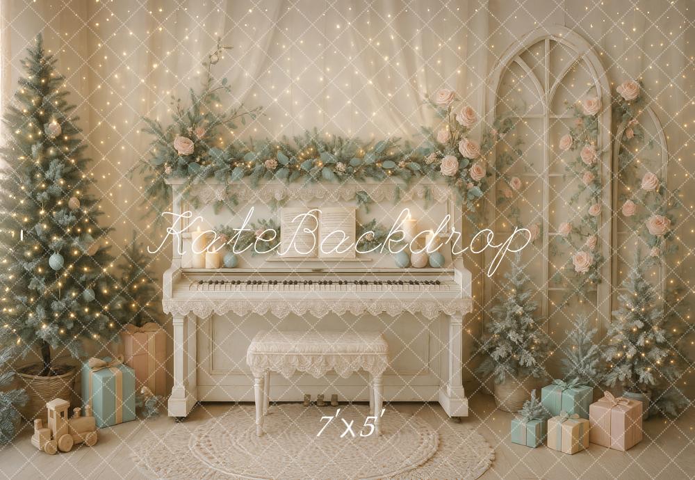 Kate Weihnachten Klavier Geschenke Pastell Hintergrund Entworfen von Ashley Paul - Kate Backdrop.de