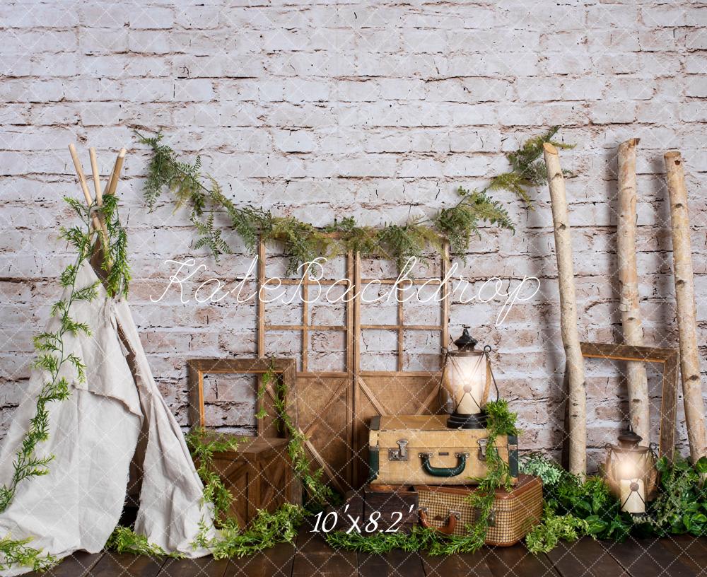 Kate Boho Tipi Koffer Holzrahmen Hintergrund Entworfen von Rose Abbas - Kate Backdrop.de