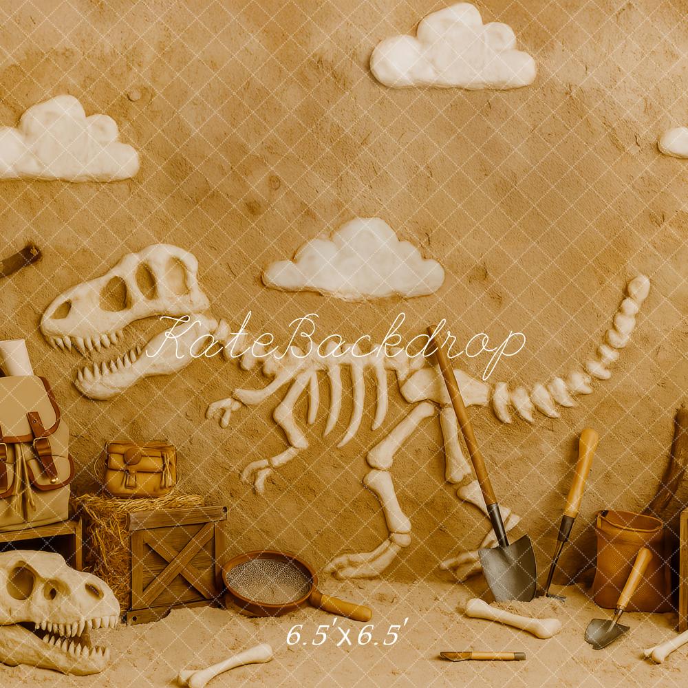 Kate Dinosaurier Fossilien Grabung Braun Hintergrund Entworfen von Patty Roberts - Kate Backdrop.de