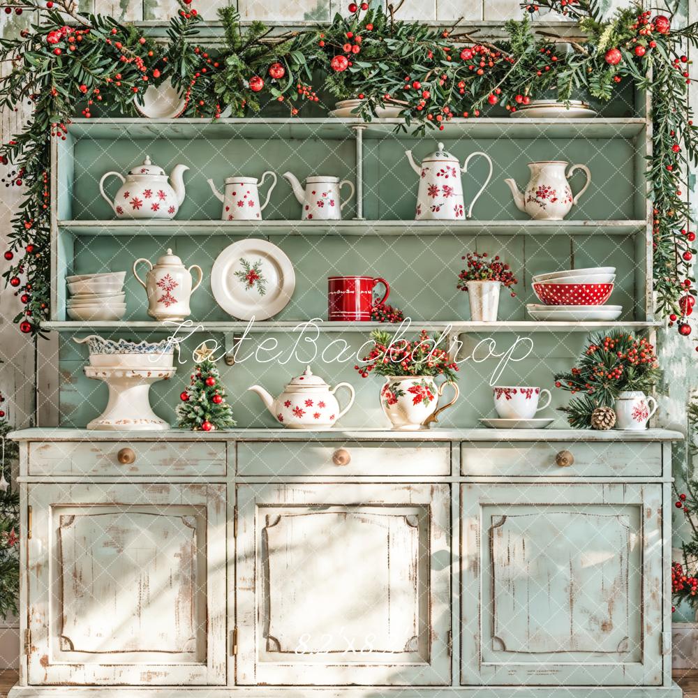 Kate Weihnachten Küchenschrank Tannenzweige Vintage Hintergrund Entworfen von Emetselch