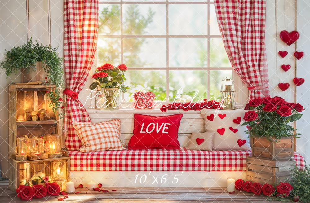Kate Valentinstag Fensterbank Herzen Rot Fleece Hintergrund Entworfen von Emetselch