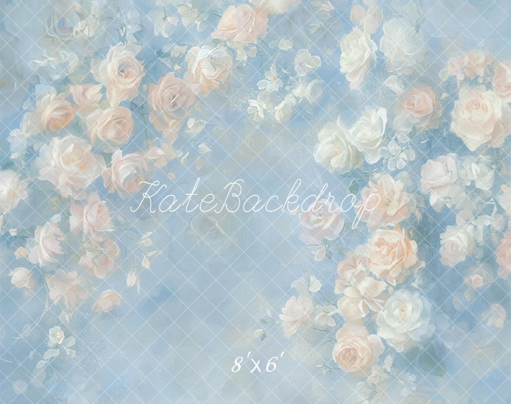 Kate Blumen Rosen Pastell Blau Fleece Hintergrund Entworfen von GQ