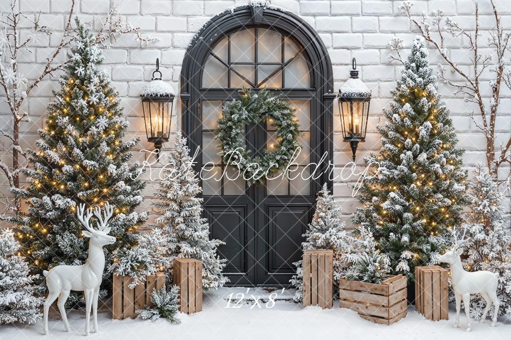 Kate Weihnachten Tannen Schnee Tür Hintergrund Entworfen von Emetselch - Kate Backdrop.de