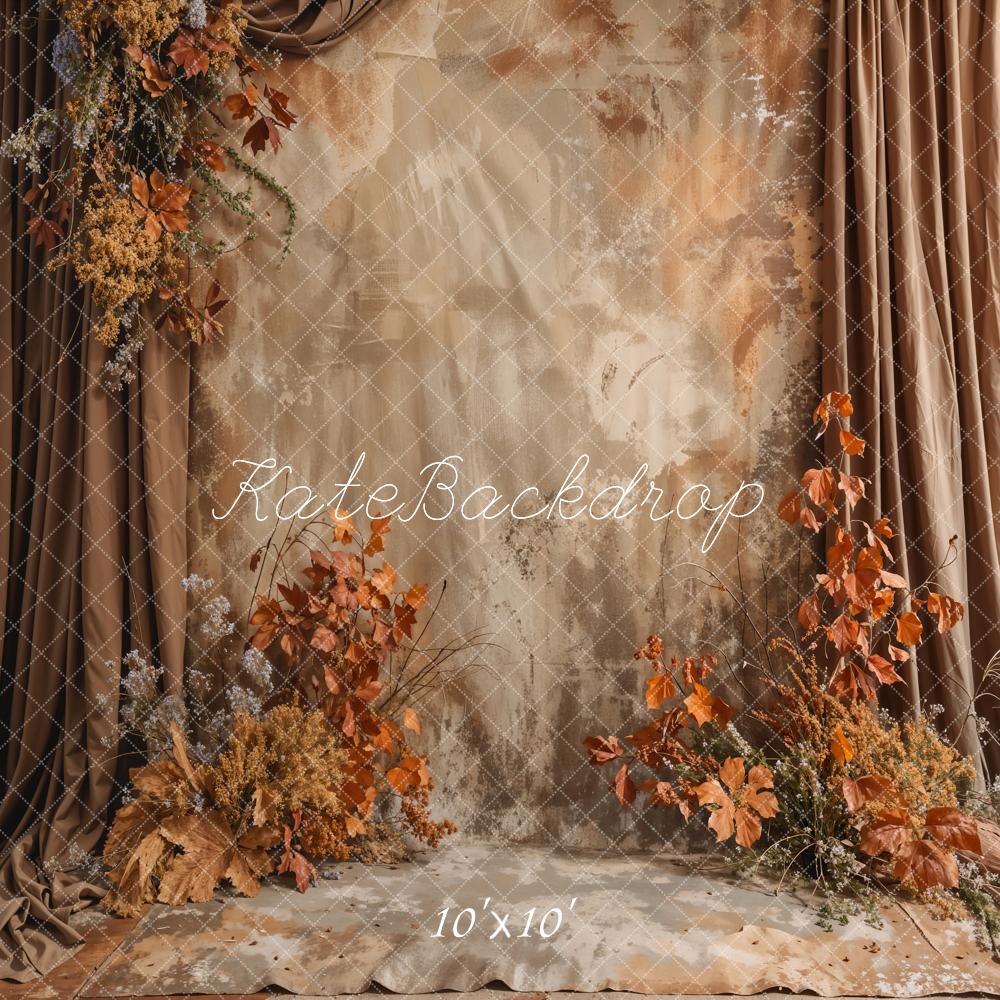 Kate Herbst Braun Trockenblumen Vorhang Hintergrund Entworfen von Emetselch - Kate Backdrop.de