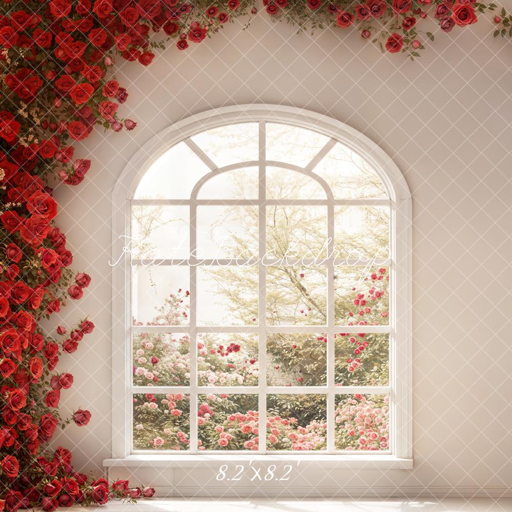 Kate Romantisch Rosenbogen Fenster Beige Hintergrund Entworfen von Emetselch - Kate Backdrop.de