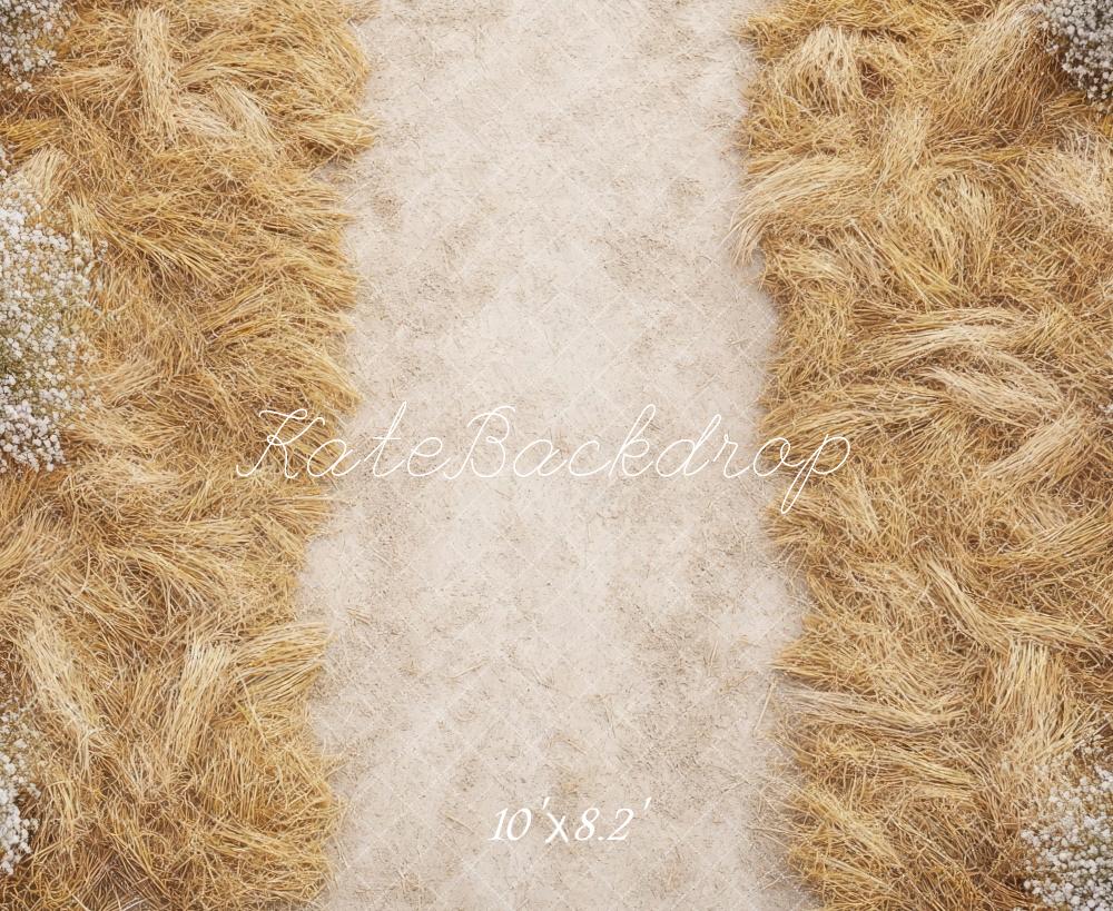 Kate Herbst Stroh Blumen Natürlich Hintergrund Entworfen von Mini MakeBelieve