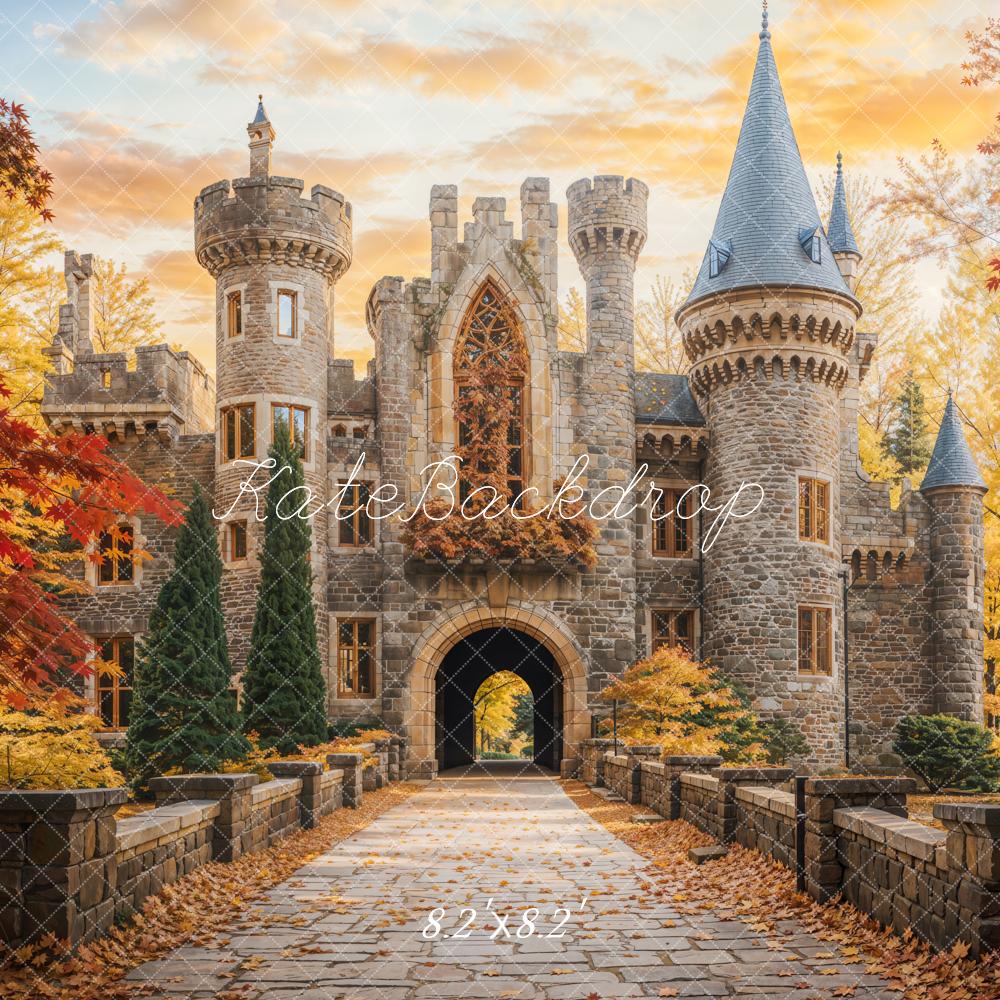 Kate Märchenschloss Herbstlaub Steinweg Hintergrund Entworfen von Chain - Kate Backdrop.de