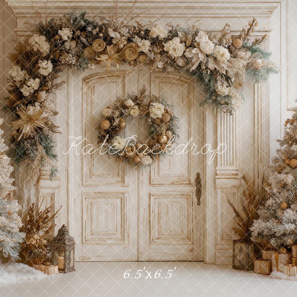 Kate Weihnachten Vintage Tür Gold Tannenbaum Hintergrund Entworfen von Ashley Paul