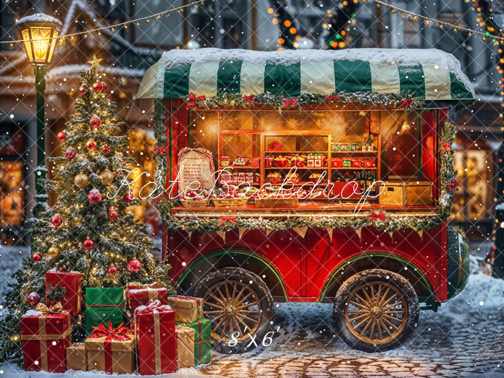 Kate Weihnachten Marktstand Geschenke Schnee Hintergrund Entworfen von Emetselch - Kate Backdrop.de
