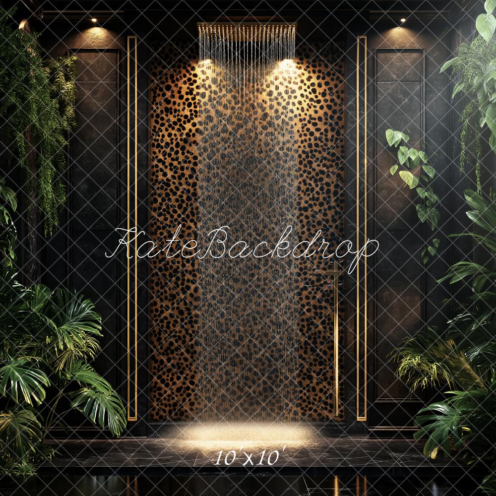 Kate Dschungel Pflanzen Leopardenmuster Modern Hintergrund Entworfen von Ashley Paul