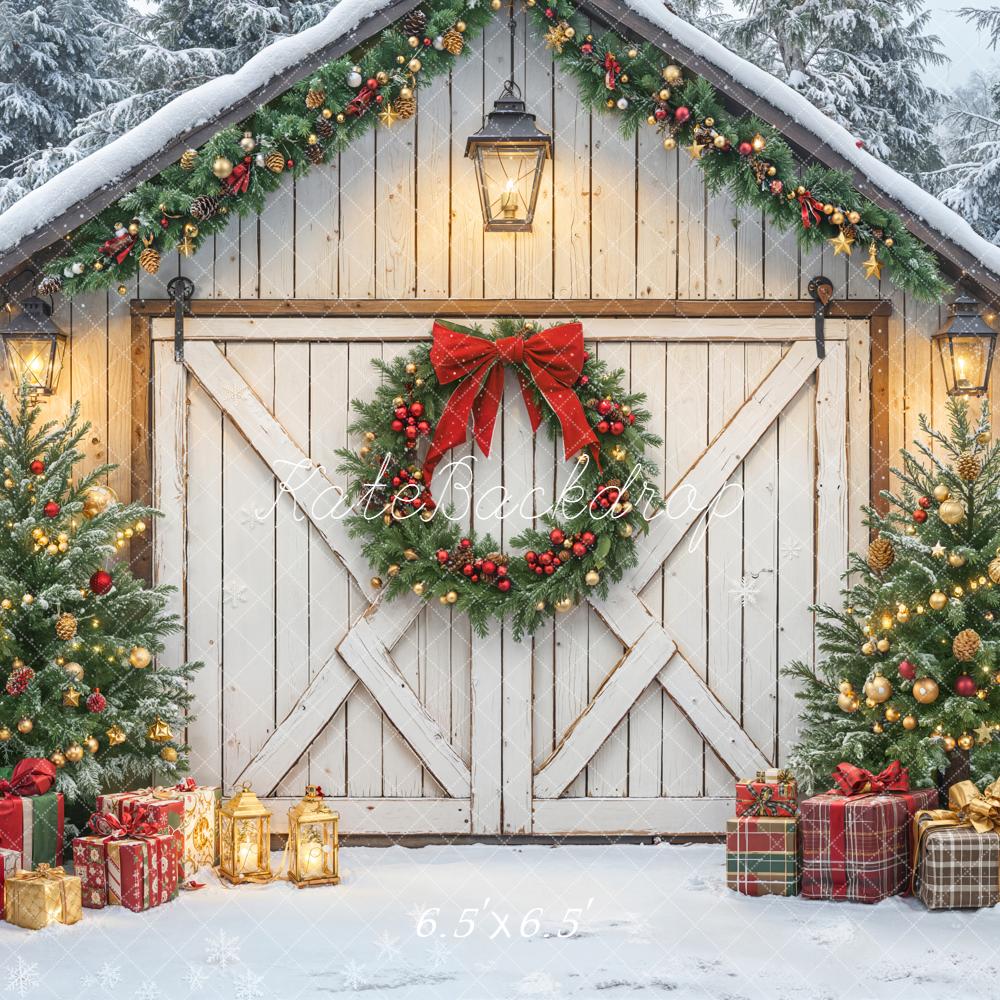 Kate Weihnachten Scheune Geschenke Schnee Hintergrund Entworfen von Emetselch - Kate Backdrop.de
