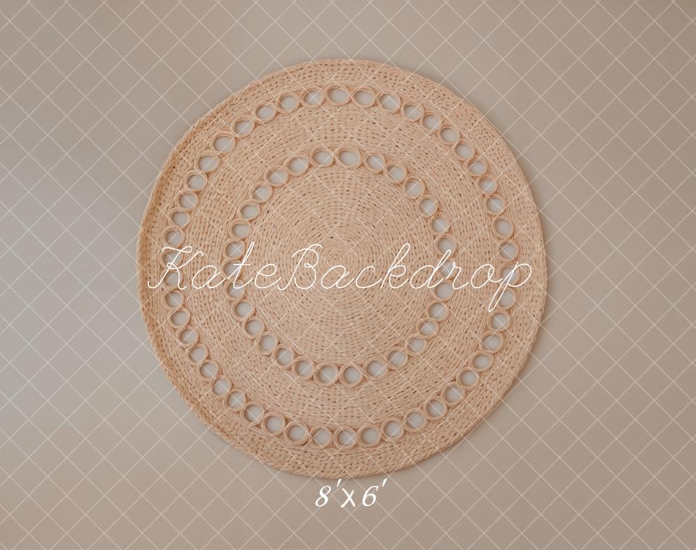 Kate Boho Geflochten Kreis Beige Fleece Hintergrund Entworfen von Kate Image - Kate Backdrop.de