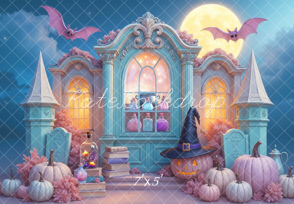 Kate Halloween Schloss Mond Kürbisse Hintergrund Entworfen von Mini MakeBelieve - Kate Backdrop.de