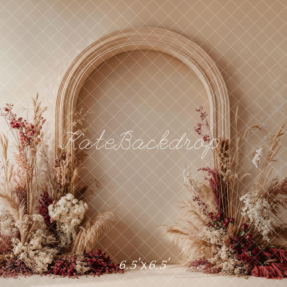 Kate Boho Bogen Pampasgras Beige Hintergrund Entworfen von Emetselch - Kate Backdrop.de