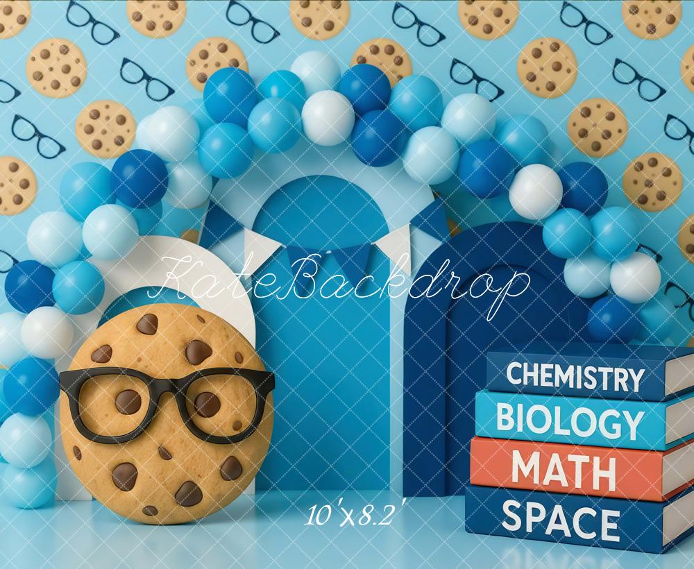 Kate Schule Cookie Ballons Blau Hintergrund Entworfen von Mini MakeBelieve - Kate Backdrop.de