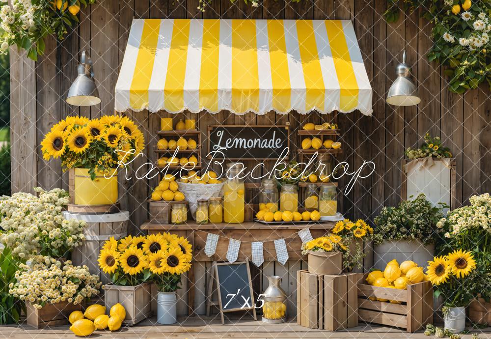Kate Sommer Lemonade Stand Sonnenblumen Rustikal Hintergrund Entworfen von Emetselch
