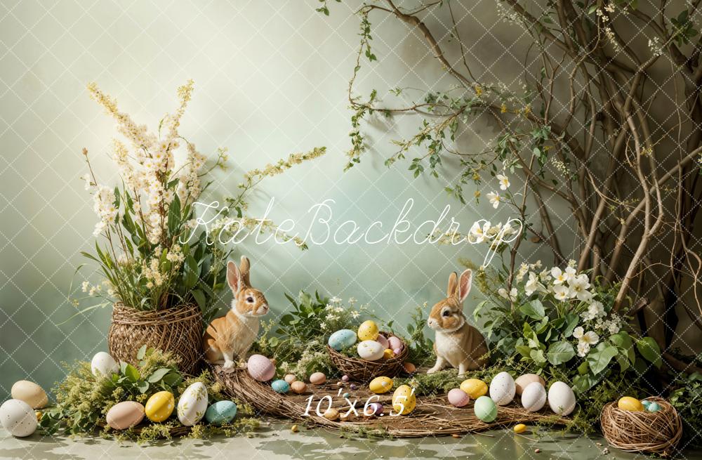 Kate Ostern Kaninchen Eier Nester Fleece Hintergrund Entworfen von Emetselch - Kate Backdrop.de