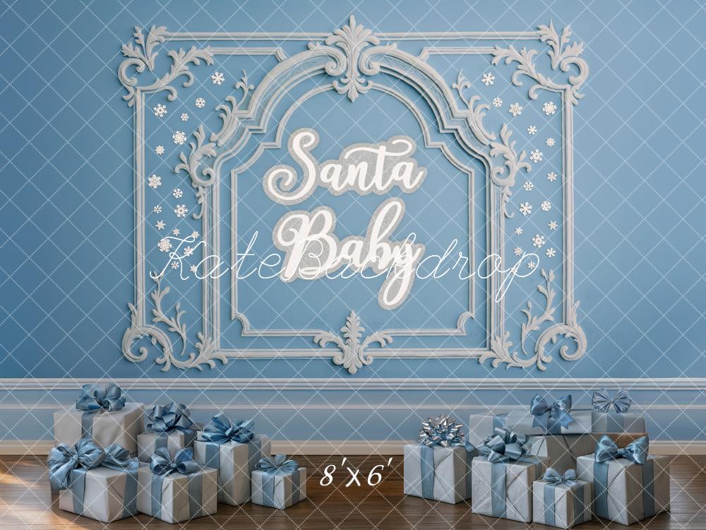 Kate Weihnachten Geschenke Blau Klassisch Hintergrund Entworfen von Mini MakeBelieve - Kate Backdrop.de