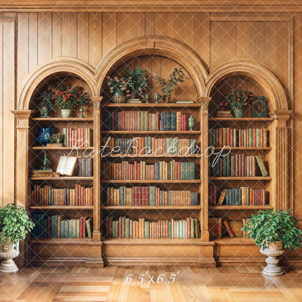 Kate Bibliothek Bücherregal Pflanzen Holz Hintergrund Entworfen von Emetselch