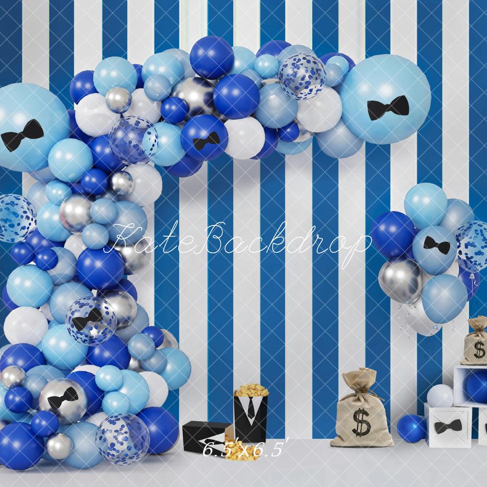 Kate Geburtstag Ballons Bogen Blau Gestreift Hintergrund Entworfen von Emetselch - Kate Backdrop.de