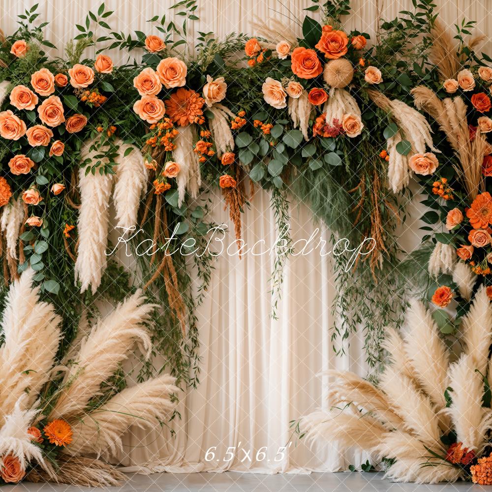 Kate Hochzeit Pampasgras Rosen Boho Hintergrund Entworfen von Emetselch - Kate Backdrop.de