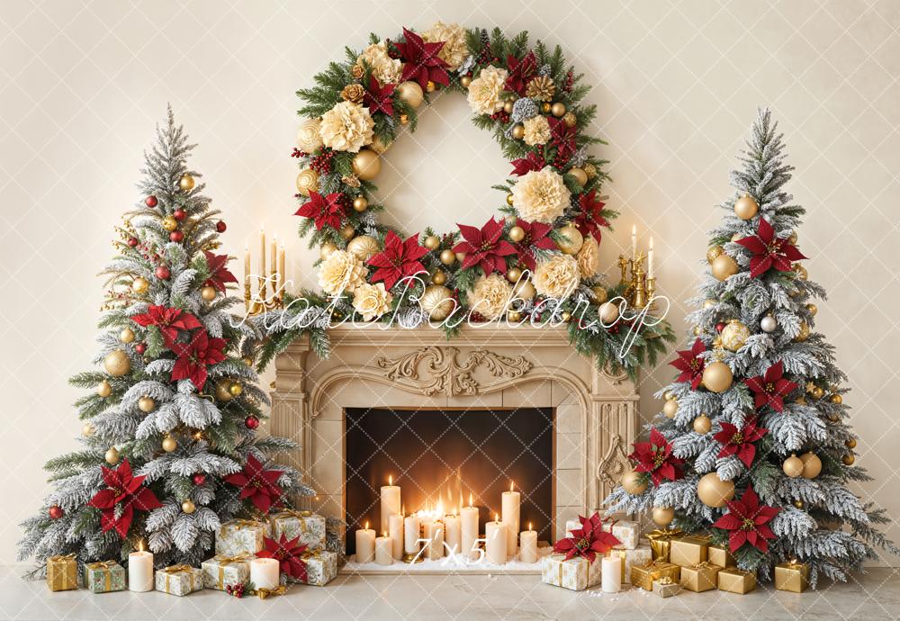 Kate Weihnachten Weihnachtsbaum Kamin Kranz Hintergrund Entworfen von Emetselch - Kate Backdrop.de