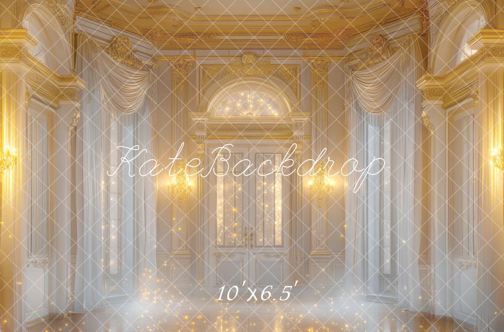 Kate Ballsaal Fenster Gold Elegant Hintergrund Entworfen von Mini MakeBelieve - Kate Backdrop.de