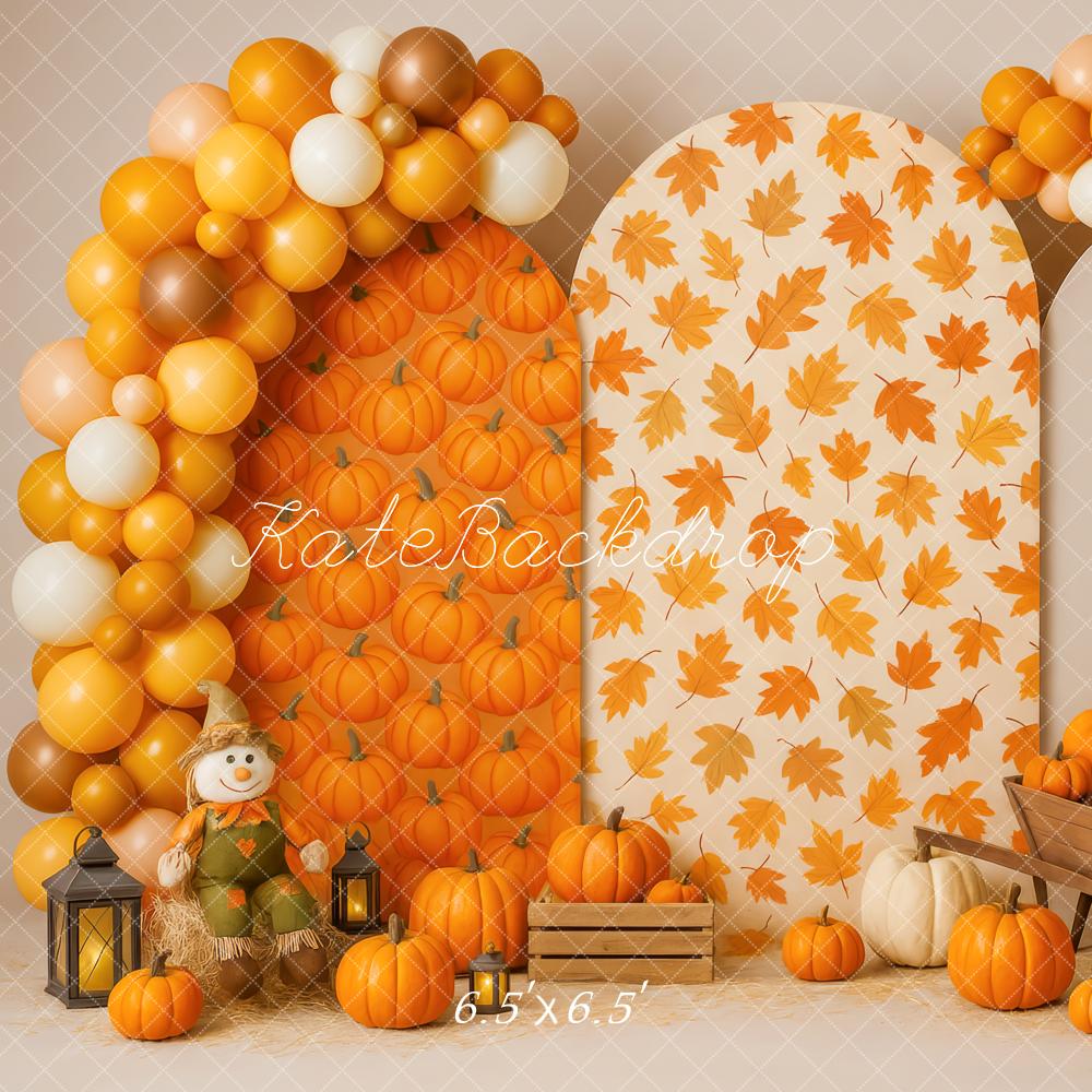 Kate Herbst Kürbis Blätter Ballons Hintergrund Entworfen von Patty Roberts - Kate Backdrop.de
