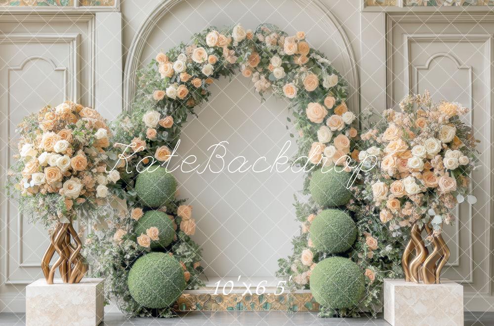 Kate Hochzeit Blumen Bogen Elegant Hintergrund Entworfen von Mini MakeBelieve - Kate Backdrop.de