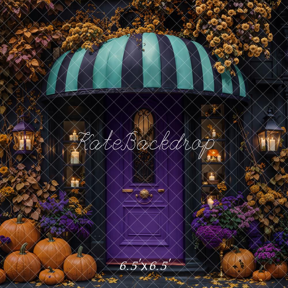 Kate Halloween Kürbisse Tür Lila Hintergrund Entworfen von Emetselch - Kate Backdrop.de