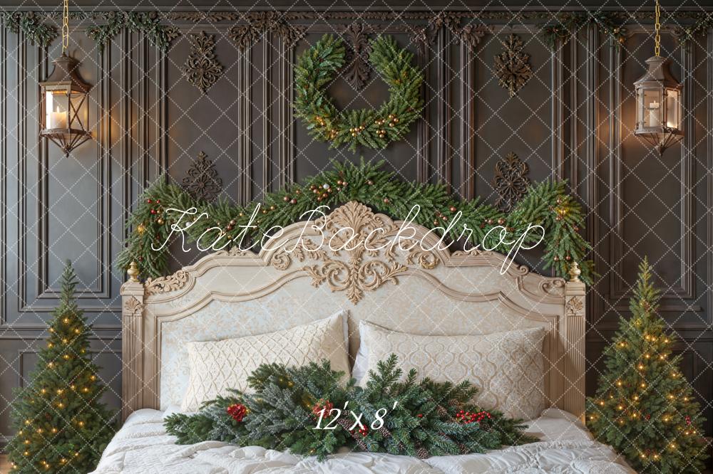 Kate Weihnachten Bett Tannen Elegant Fleece Hintergrund Entworfen von Emetselch - Kate Backdrop.de