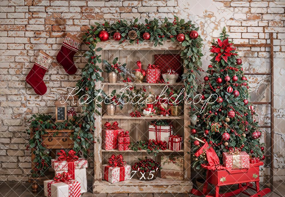 Kate Weihnachten Geschenke Tannenbaum Vintage Hintergrund Entworfen von Emetselch