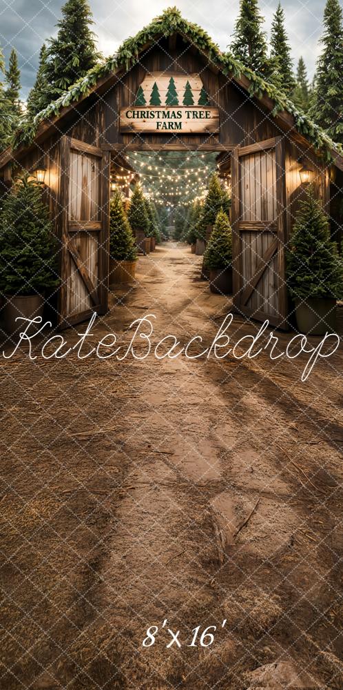 Kate Kombi Weihnachten Scheune Tannenwald Lichter Hintergrund Entworfen von Emetselch - Kate Backdrop.de