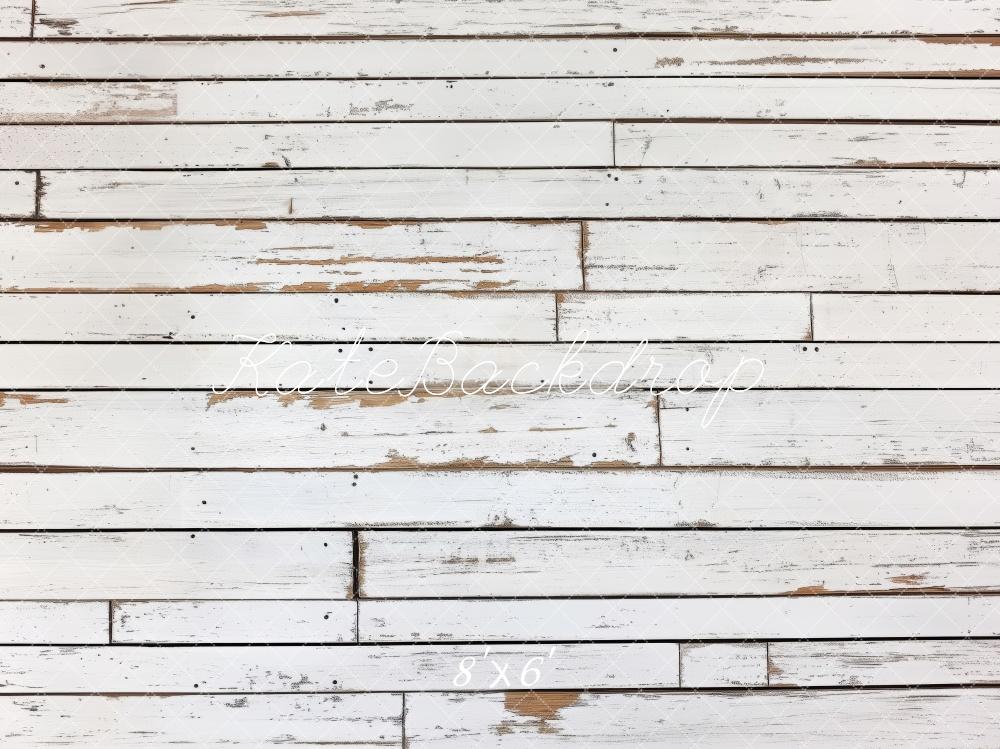 Kate Holz Bretter Shabby Weiß Hintergrund Entworfen von Patty Roberts - Kate Backdrop.de
