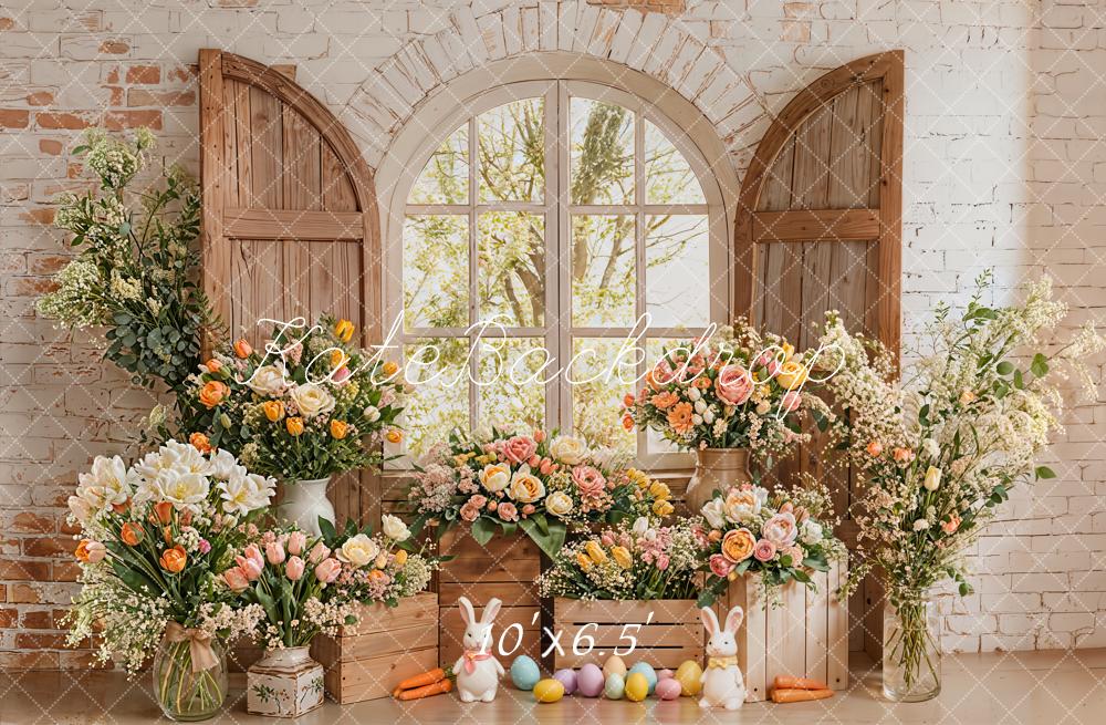 Kate Ostern Fenster Blumen Pastell Hintergrund Entworfen von Emetselch