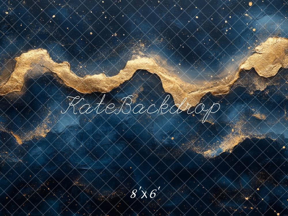 Kate Abstrakt Goldstruktur Blau Hintergrund Entworfen von Mini MakeBelieve - Kate Backdrop.de
