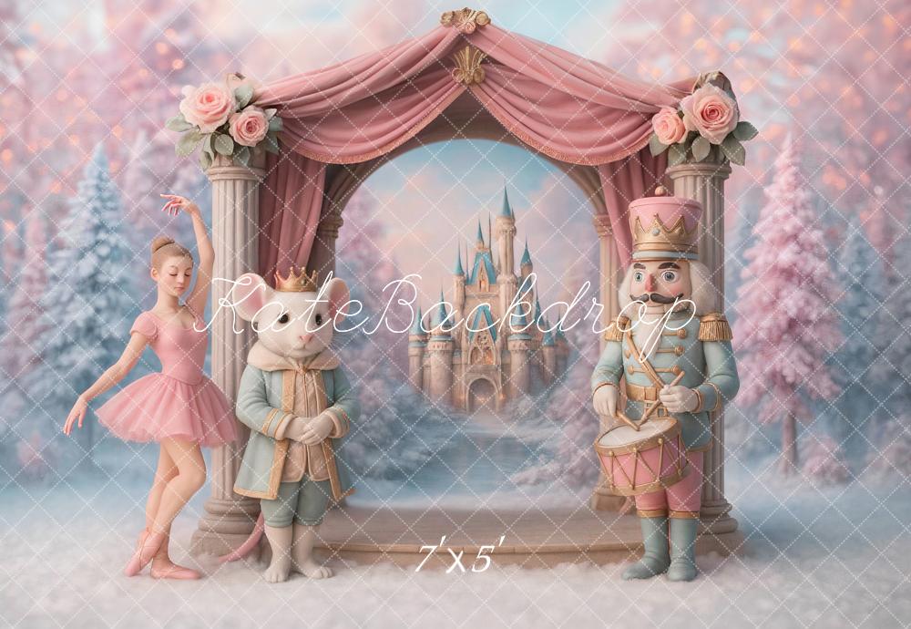 Kate Weihnachten Nussknacker Schloss Pastell Hintergrund Entworfen von Ashley Paul - Kate Backdrop.de