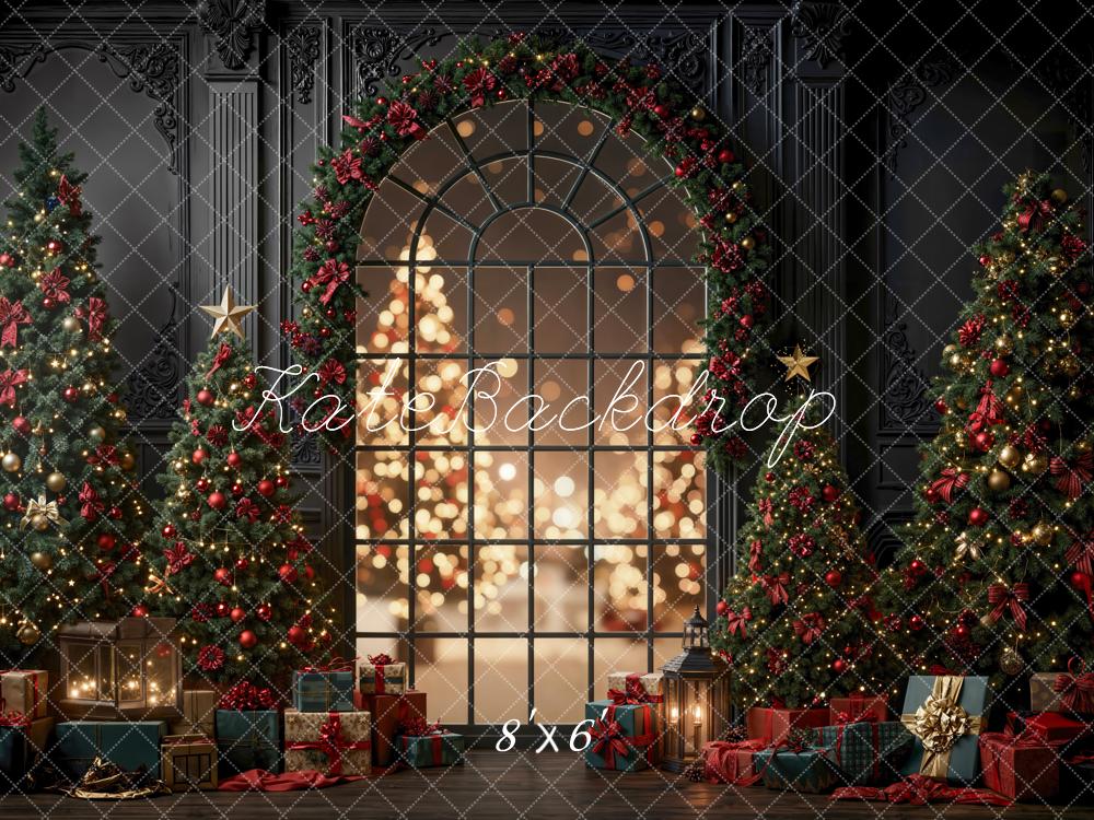 Kate Weihnachten Weihnachtsbaum Geschenke Fenster Fleece Hintergrund Entworfen von Emetselch - Kate Backdrop.de
