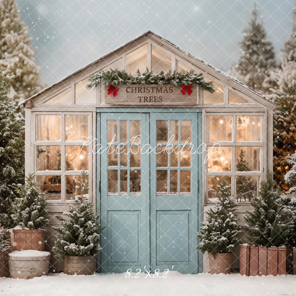 Kate Weihnachten Winterhaus Tannen Schnee Hintergrund Entworfen von Emetselch - Kate Backdrop.de