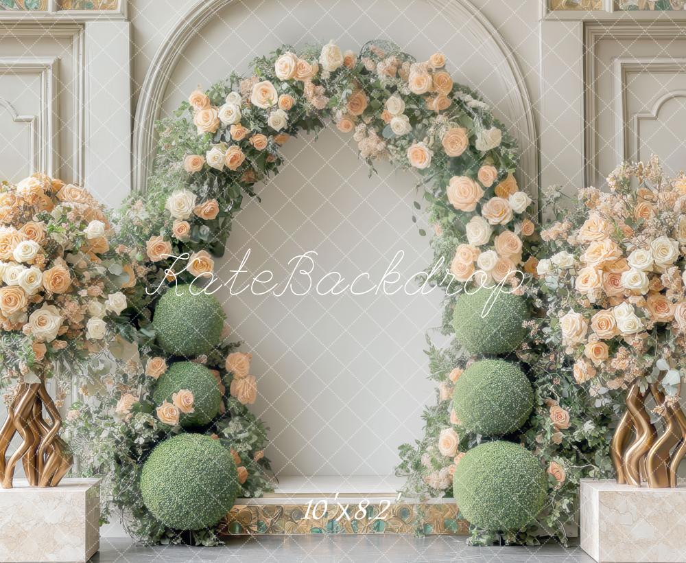 Kate Hochzeit Blumen Bogen Elegant Hintergrund Entworfen von Mini MakeBelieve - Kate Backdrop.de